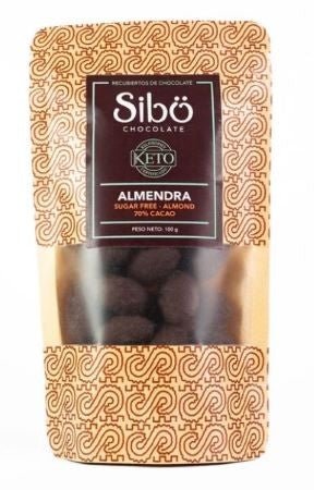 Sibo Keto Sugar-Free 70% Dark Chocolate Covered Almonds Pouch - 100g