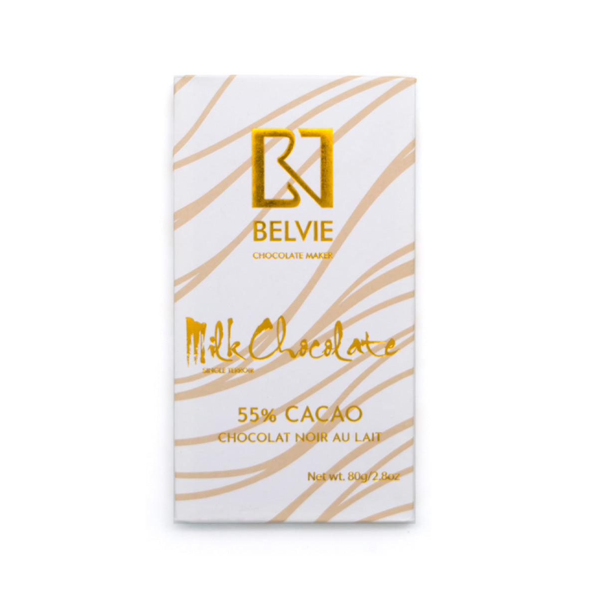 Belvie Au Lait 55% Single Origin Milk Chocolate Bar - 80g