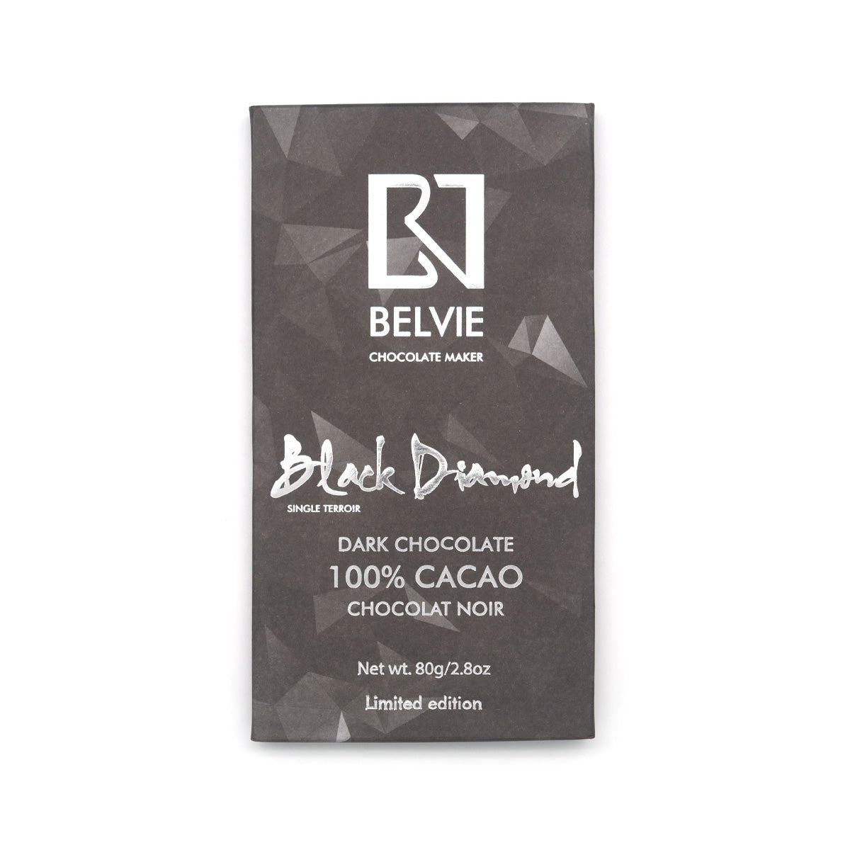 Belvie Black Diamond 100% Single Origin Dark Chocolate Bar - 80g