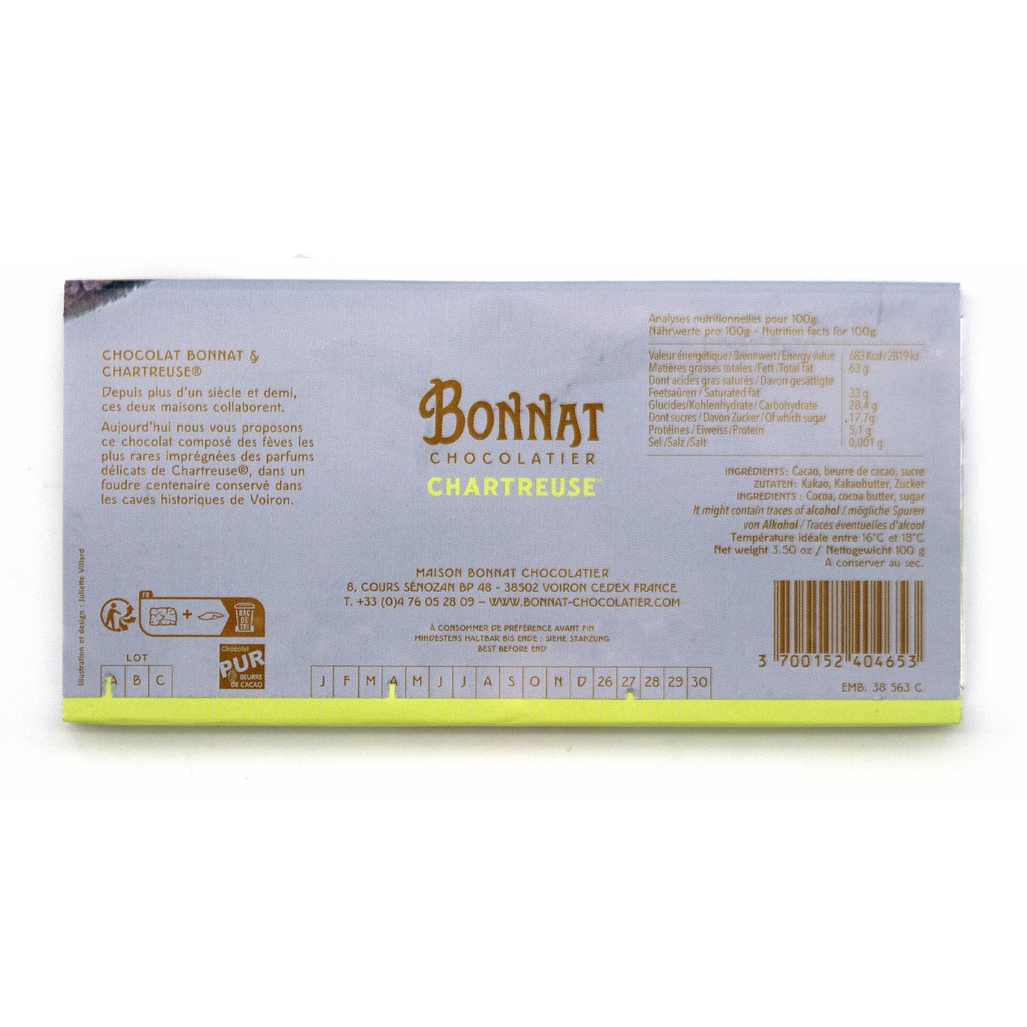 Bonnat Chartreuse 75% Dark Chocolate Bar - 100g
