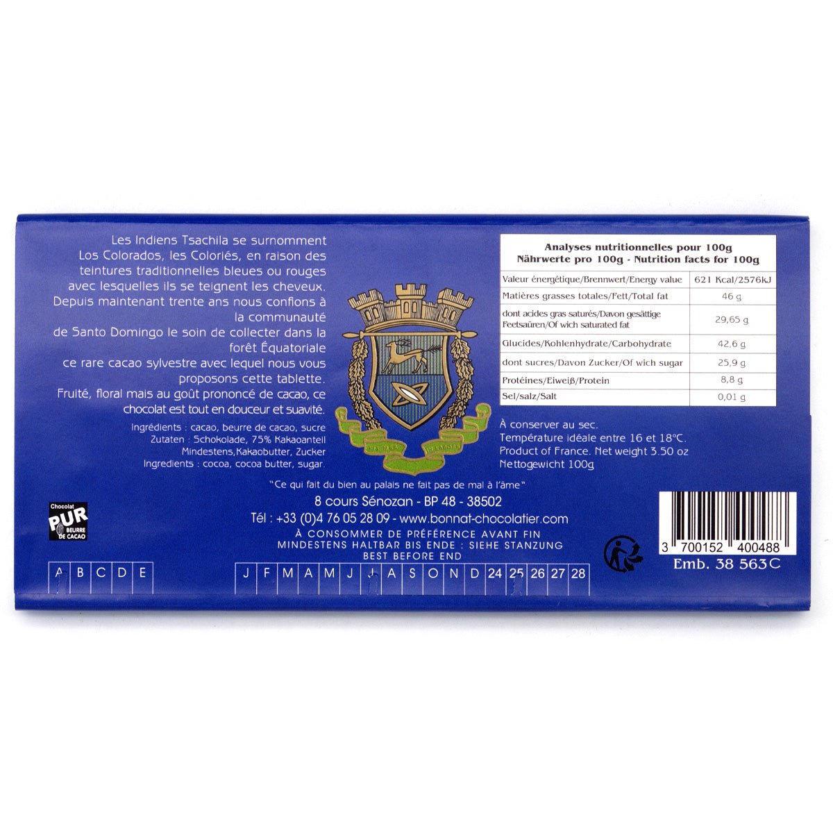 Bonnat Los Colorados 75% Single Origin Dark Chocolate Bar - 100g