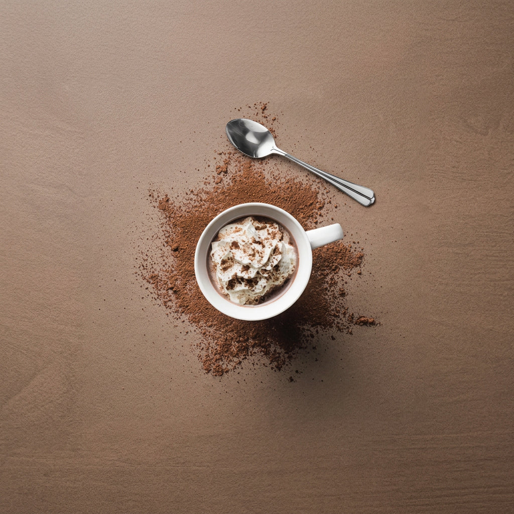 Cup of hot chocolate with chocolate powder sprinkles