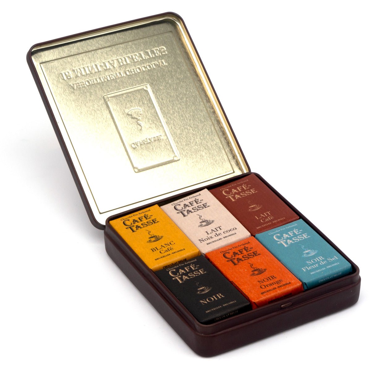 Cafe-Tasse Assorted Chocolate Mini-Bar Tin Box - 18-pc