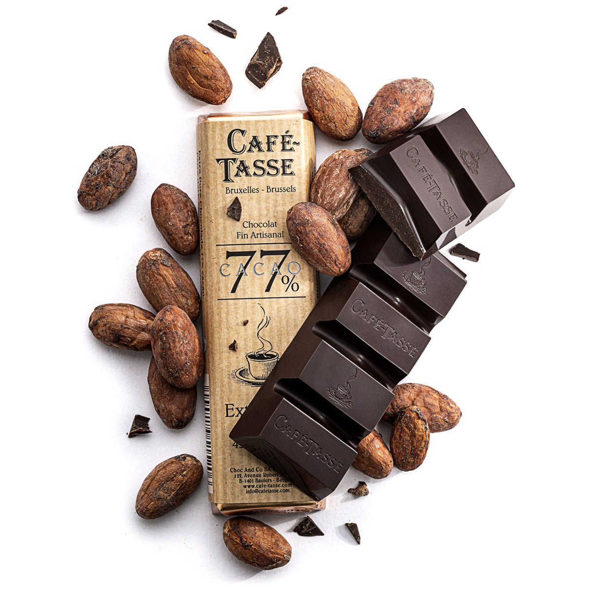 Café-Tasse Extra Noir 77% Extra Dark Chocolate Bar - 45g