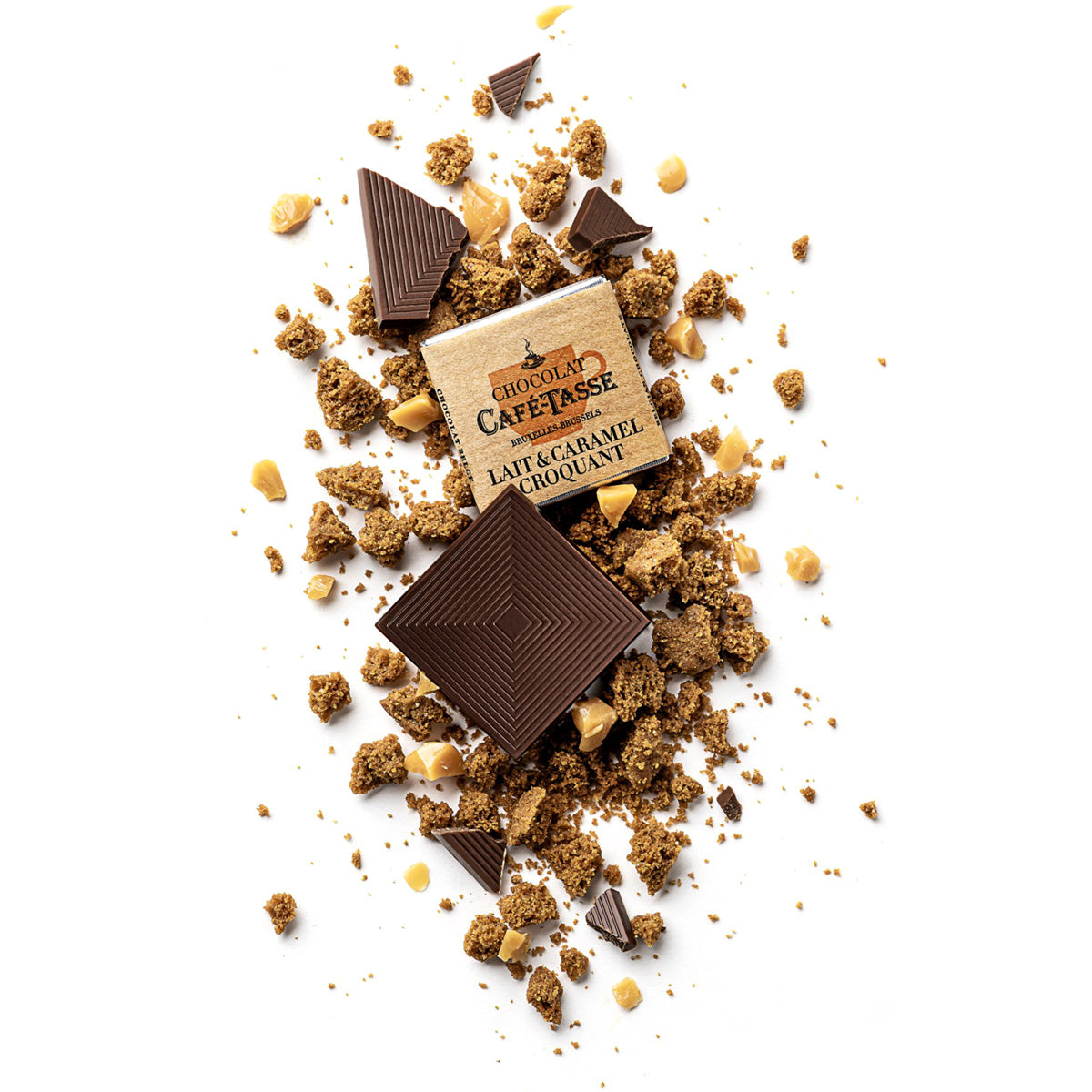 Cafe-Tasse Lait Caramel Croquant 38% Milk Chocolate & Caramel Napolitans