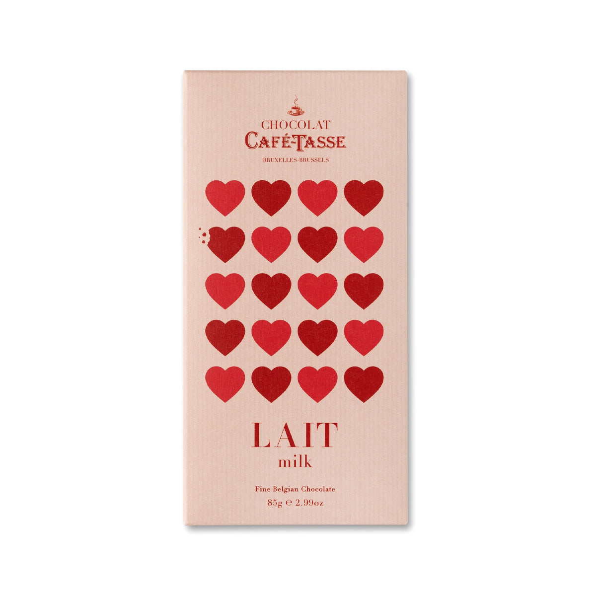 Cafe-Tasse Lait ‘Love’ 38% Milk Chocolate Bar - 85g