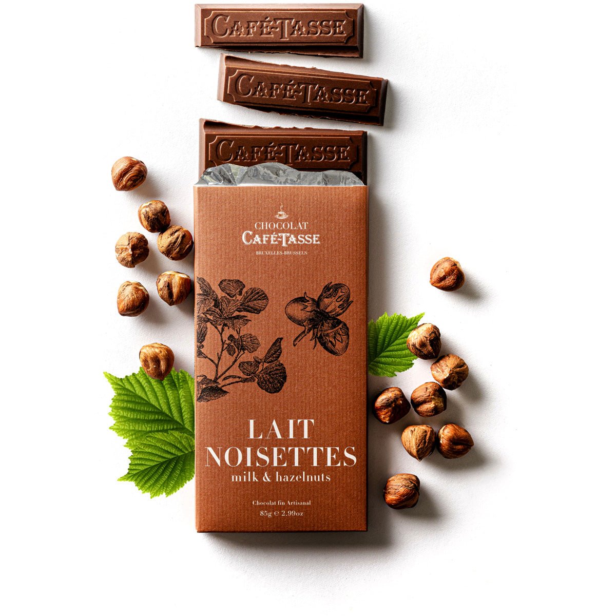 Cafe-Tasse Lait Noisette 38% Milk Chocolate & Hazelnuts Bar - 85g