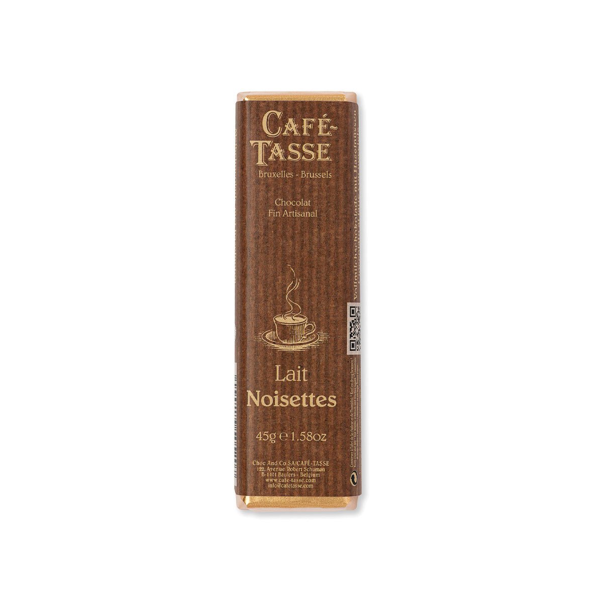 Cafe-Tasse Lait Noisettes 38% Milk Chocolate & Hazelnuts Bar - 45g