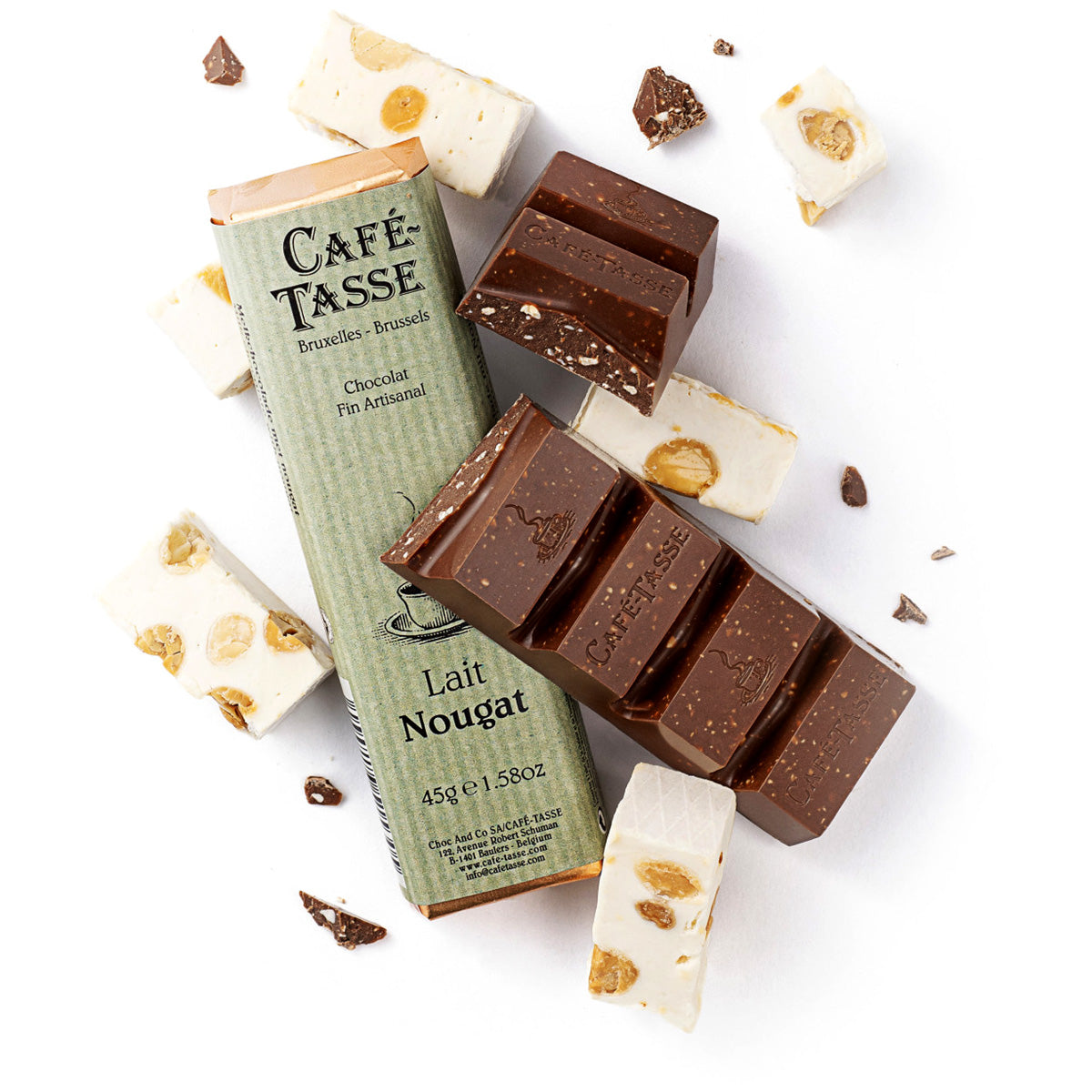 Café-Tasse Lait Nougat 38% Milk Chocolate with Nougat Bar - 45g