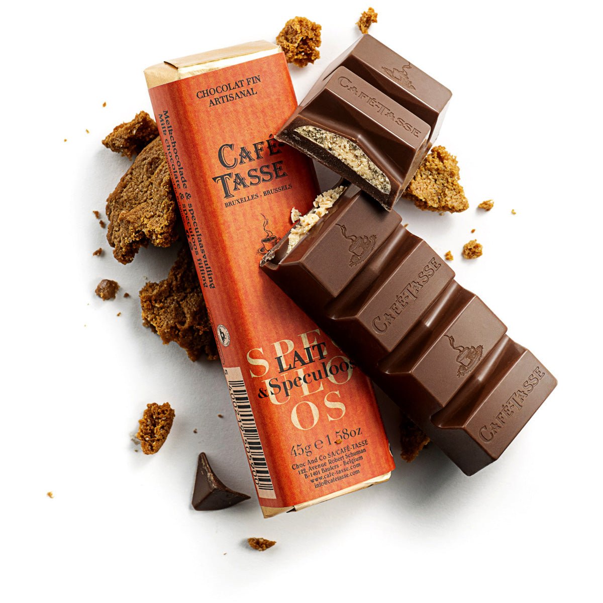 Cafe-Tasse Lait Speculoos 38% Milk Chocolate & Cookie Bar - 45g