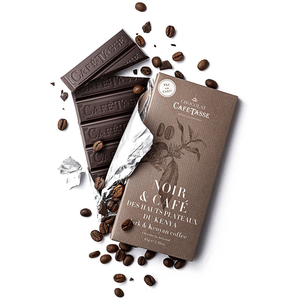 Café-Tasse Noir & Cafe du Kenya 60% Dark Chocolate & Coffee Bar - 85g