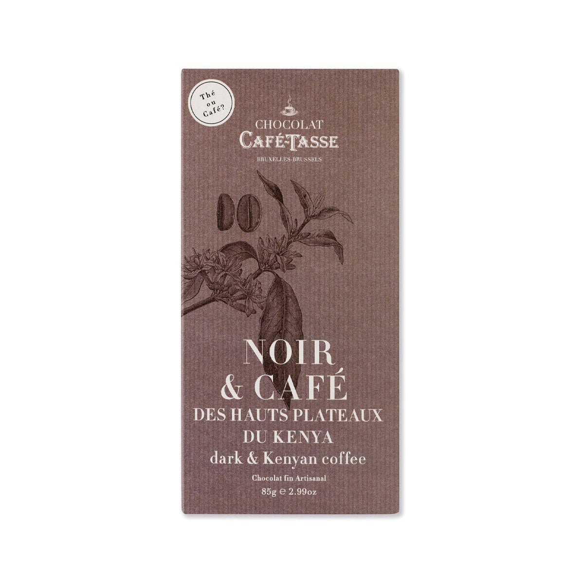 Café-Tasse Noir & Cafe du Kenya 60% Dark Chocolate & Coffee Bar - 85g