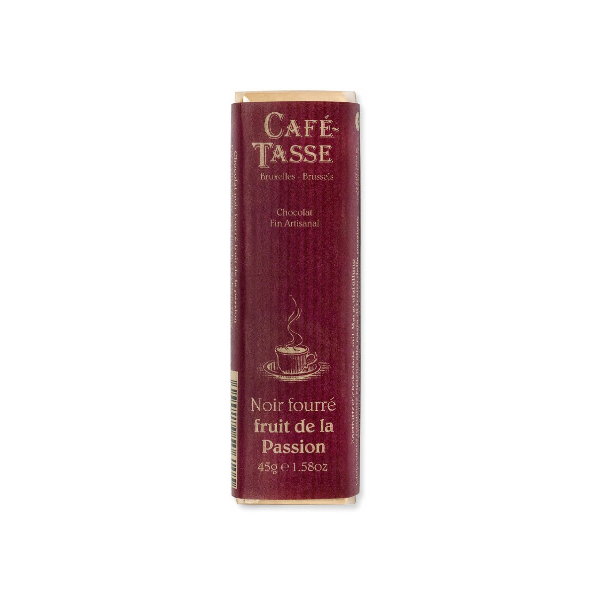 Cafe-Tasse Noir Fourre Fruit de la Passion 60% Dark Chocolate Passion Fruit Bar - 45g