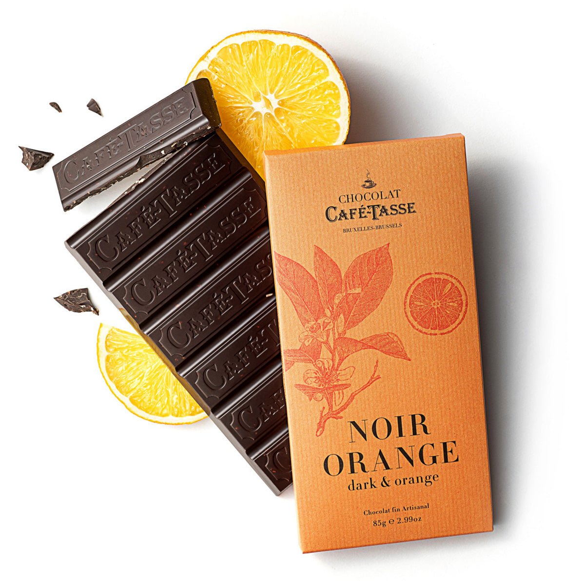Cafe-Tasse Noir Orange 60% Dark Chocolate & Orange Bar - 85g
