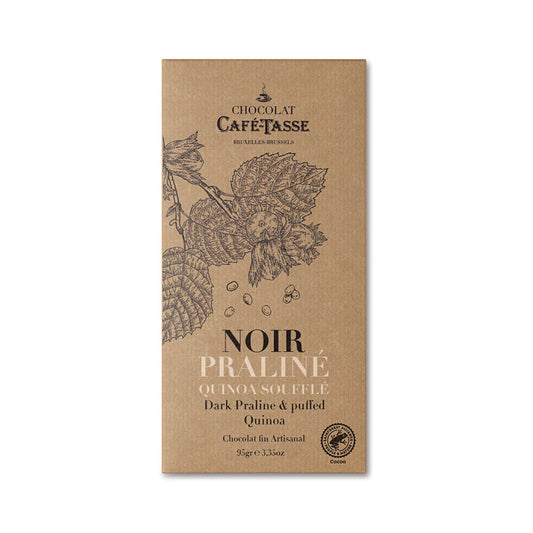 Cafe-Tasse Noir Praline Quinoa Souffle Dark Chocolate Praline & Puffed Quinoa Bar - 95g