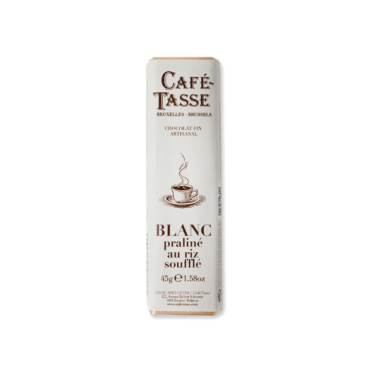 Café-Tasse Praline & Puffed Rice in White Chocolate Bar - 45g
