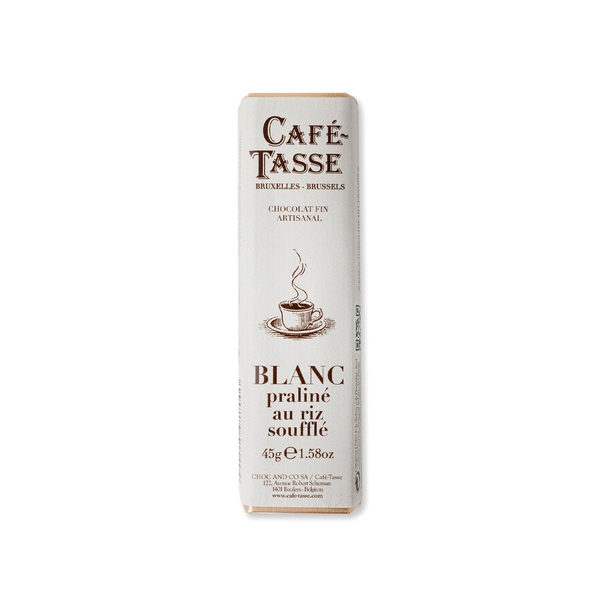 Café-Tasse Praline & Puffed Rice in White Chocolate Bar - 45g