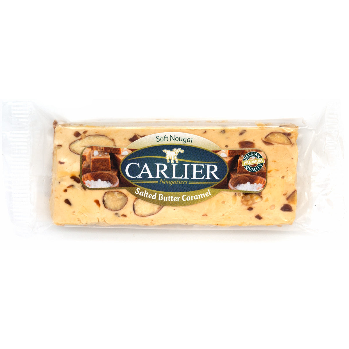Carlier Almond & Salted Caramel Nougat Bar - 50g