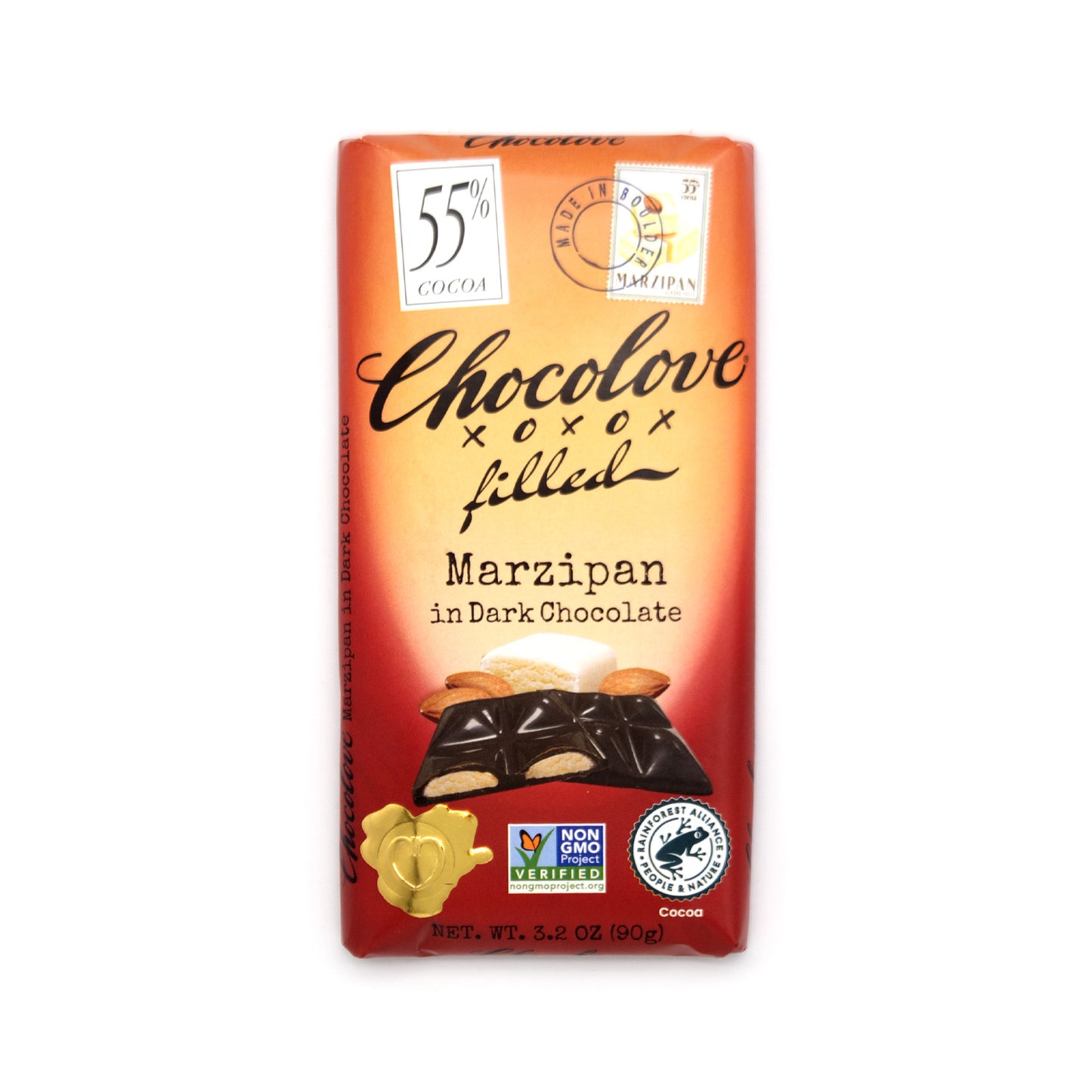Chocolove Marzipan in 55% Dark Chocolate Bar - 90g