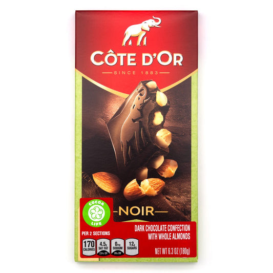 Cote d'Or Noir Amandes 46% Dark Chocolate with Almonds Bar - 180g