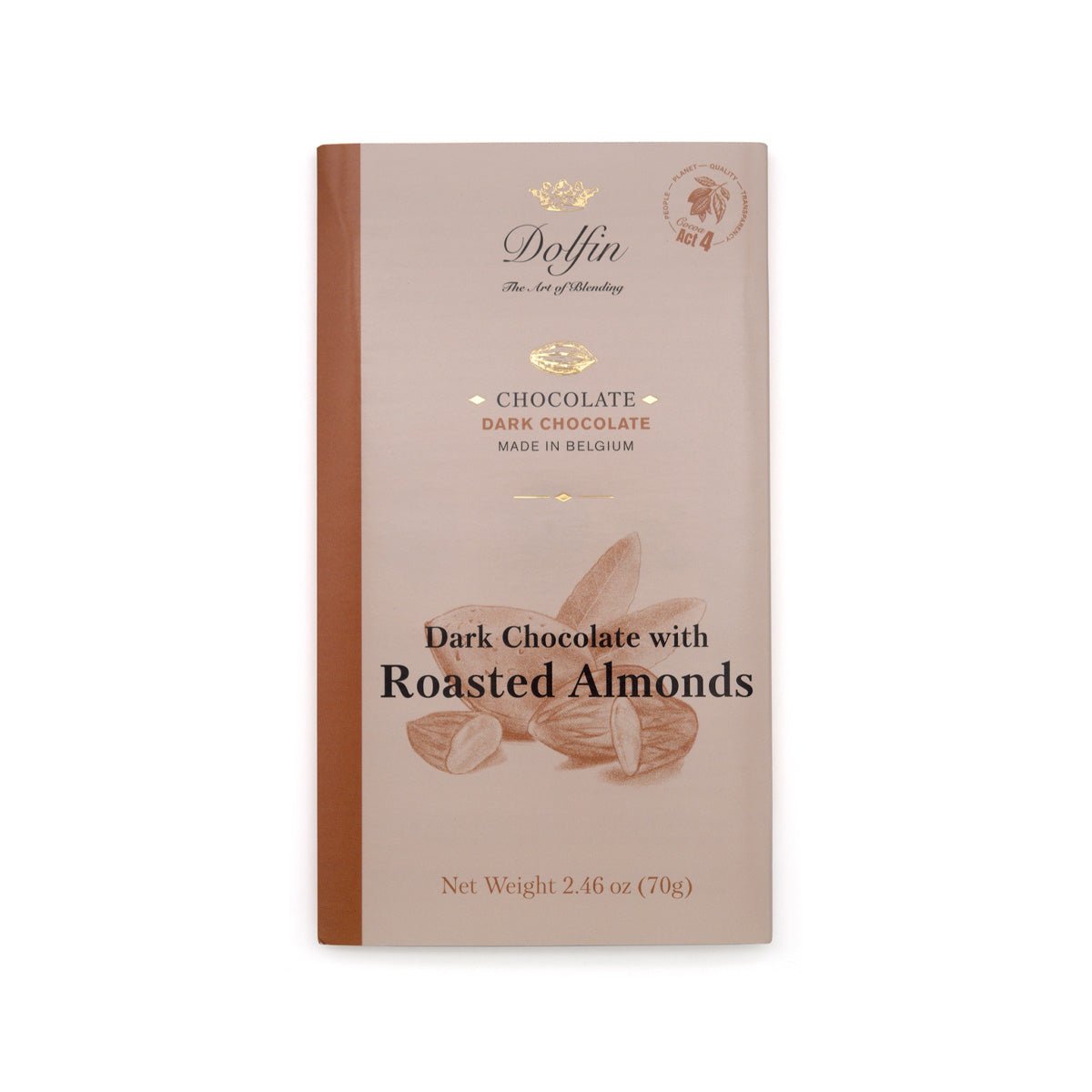 Dolfin 60% Dark Chocolate with Roasted Almonds Bar - 70g