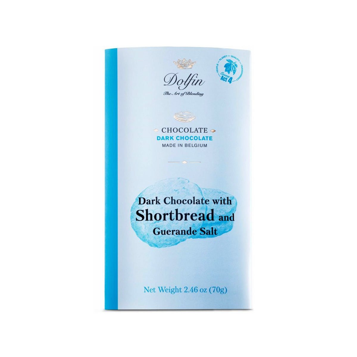 Dolfin 60% Dark Chocolate with Shortbread & Guerande Sea Salt Bar - 70g