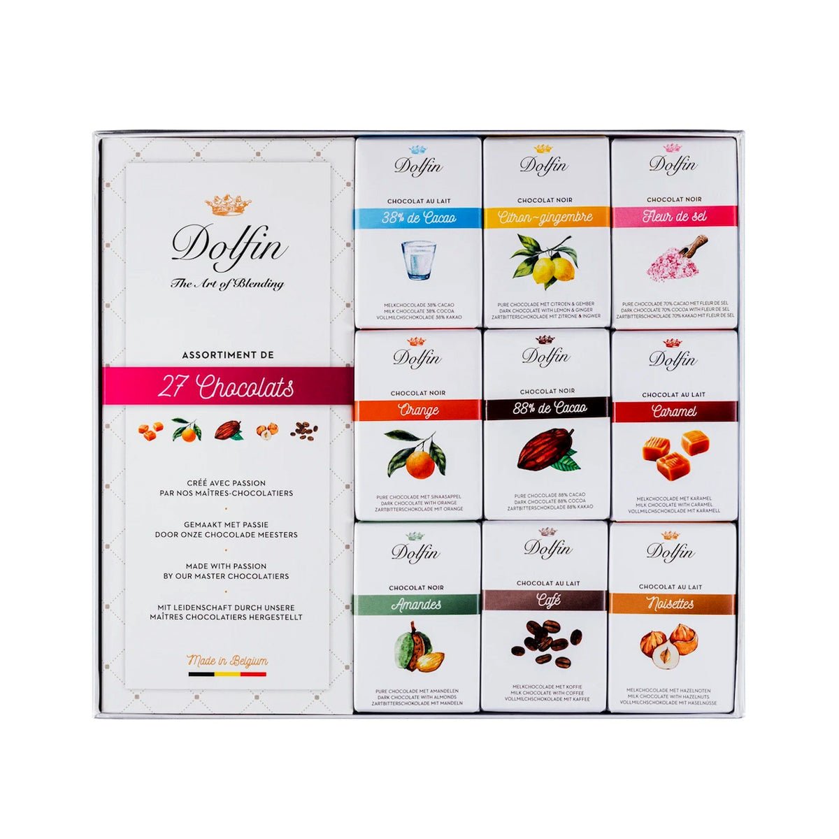 Dolfin Assortment of 27 Chocolate Mini-Bars Box - 27 pc - 270g