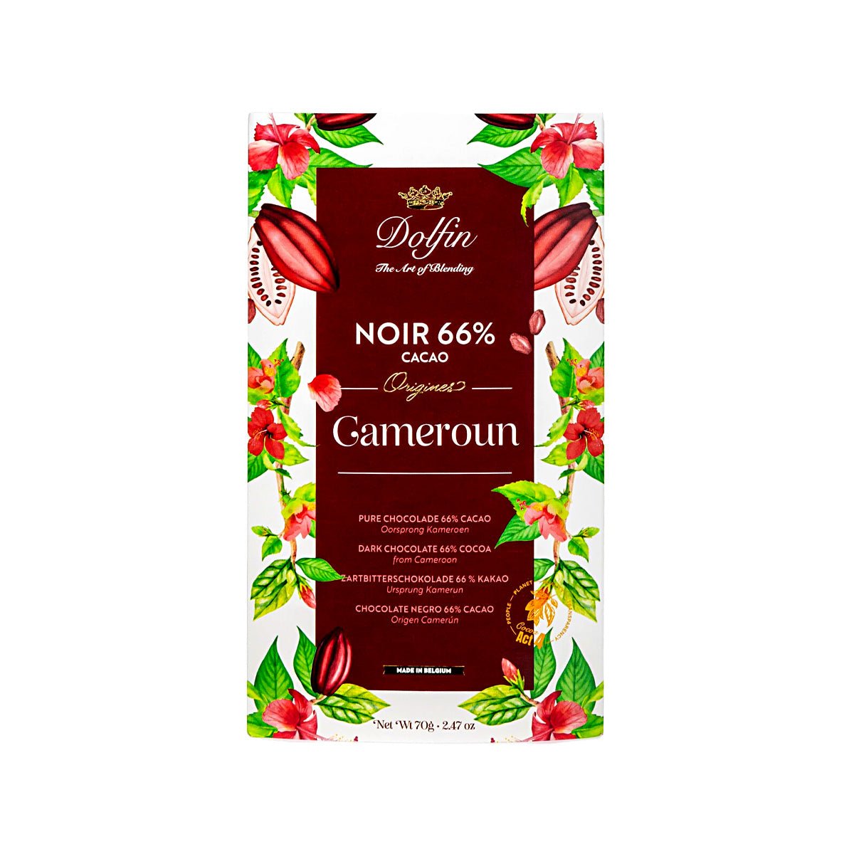 Dolfin Noir Cameroun 66% Single Origin Dark Chocolate Bar - 70g