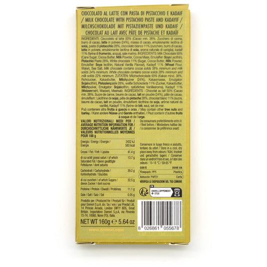 Domori Dubai Style 38% Milk Chocolate Bar - 160g