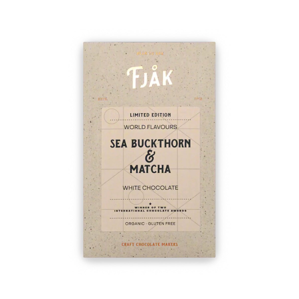 Fjak 36% White Chocolate with Sea Buckthorn & Matcha Bar - 60g