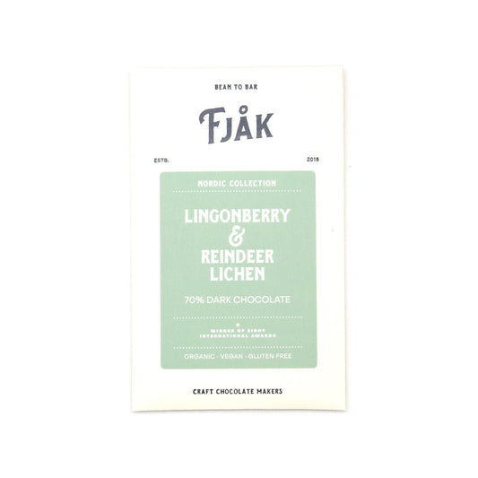 Fjak 70% Dark Chocolate with Lingonberry & Reindeer Lichen Bar - 60g