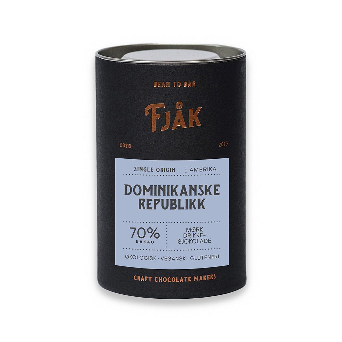 Fjak Dominican Republic Single Origin 70% Drinking Chocolate Canister - 200g
