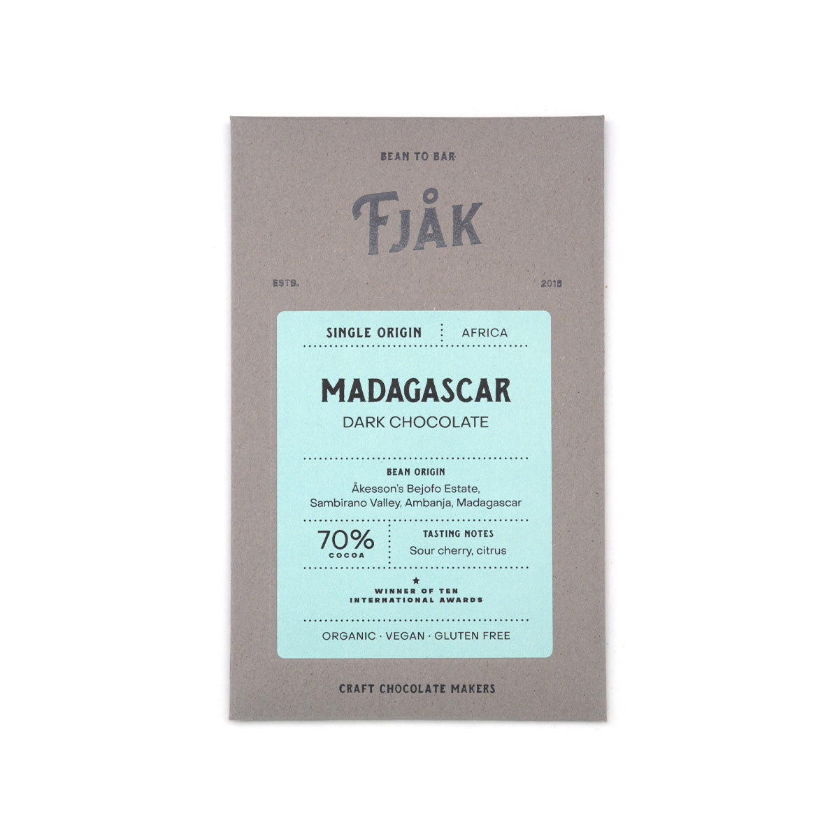 Fjak Madagascar 70% Cacao Dark Chocolate Bar - 60g