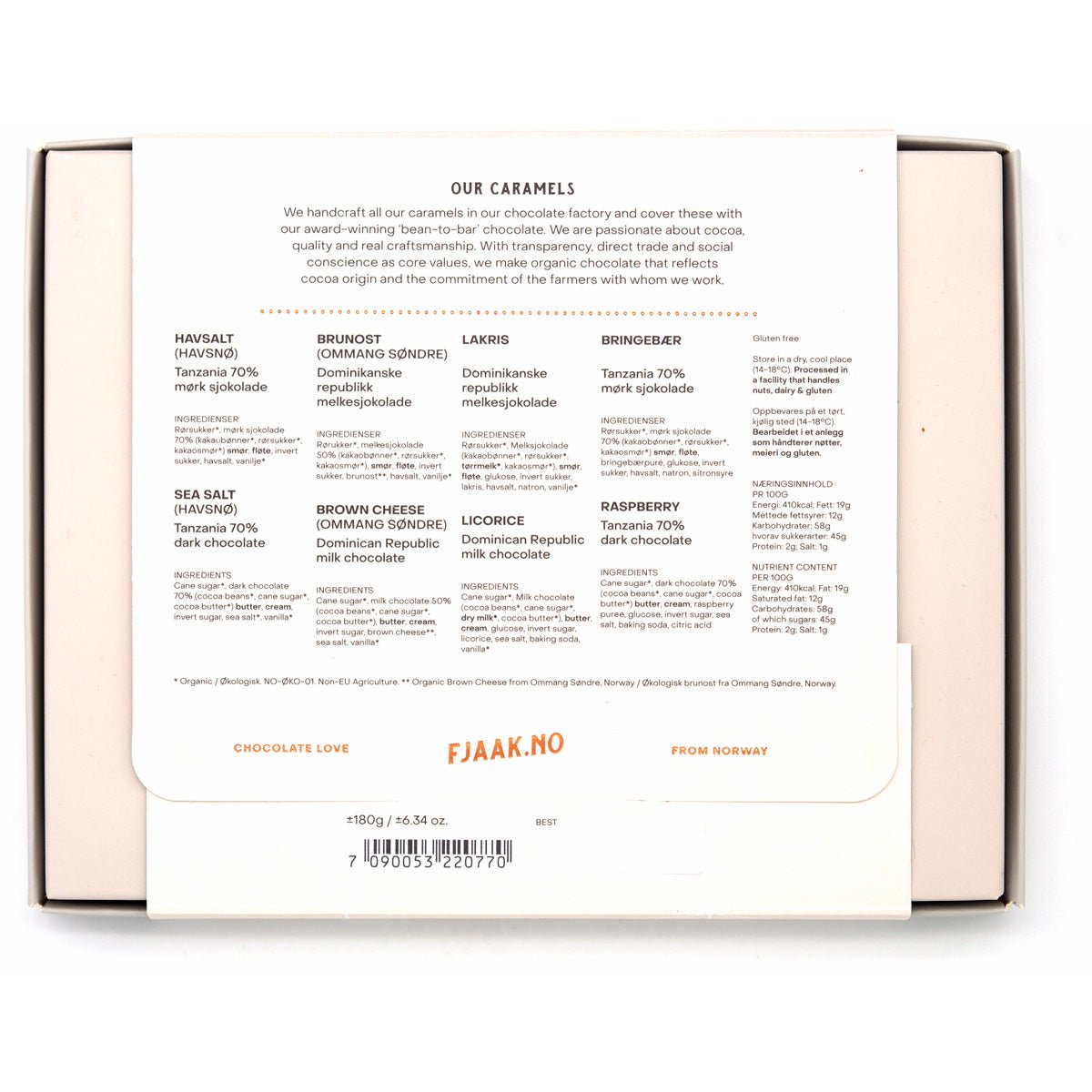 Fjak Mixed Caramels in Chocolate Box - 180g