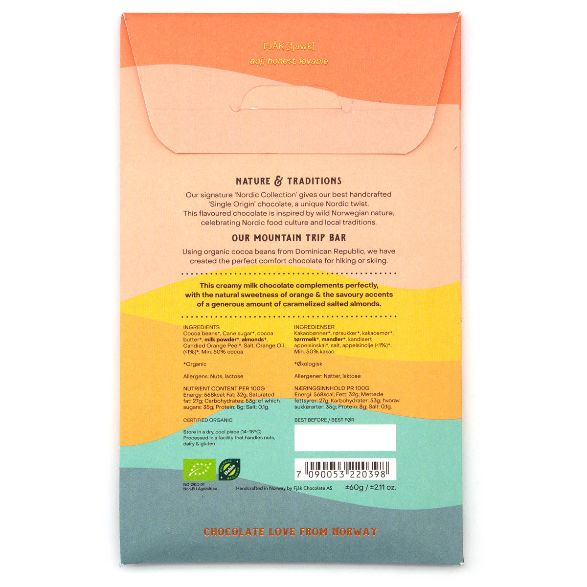 Fjak Mountain Trip 50% Milk Chocolate Bar - 60g