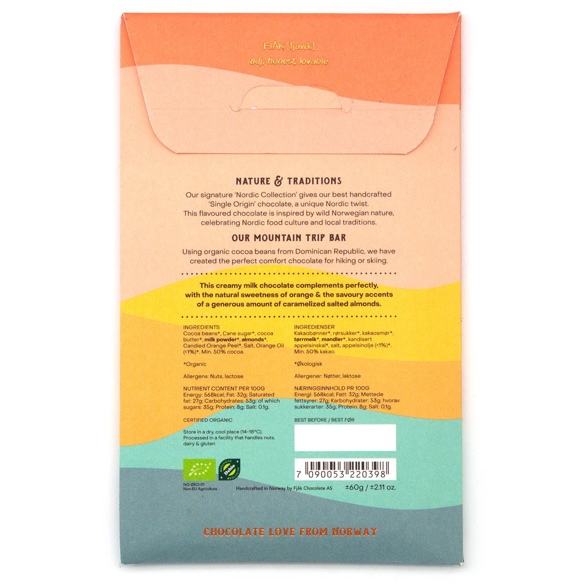 Fjak Mountain Trip 50% Milk Chocolate Bar - 60g