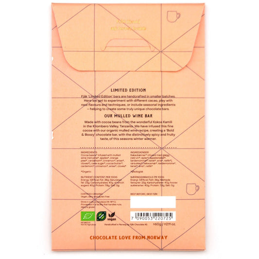 Fjak Mulled Wine 60% Dark Chocolate Bar - 60g