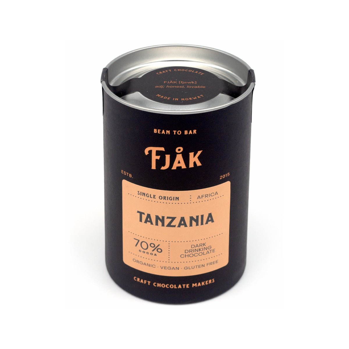 Fjak Tanzania Single Origin 70% Drinking Chocolate Canister - 220g