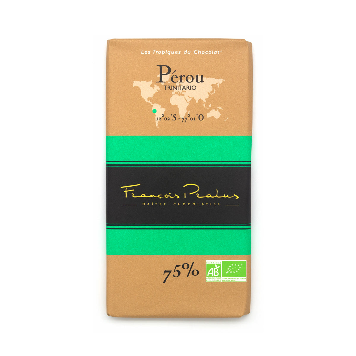 Pralus Perou BIO 75% Single Origin Dark Chocolate Bar - 100g