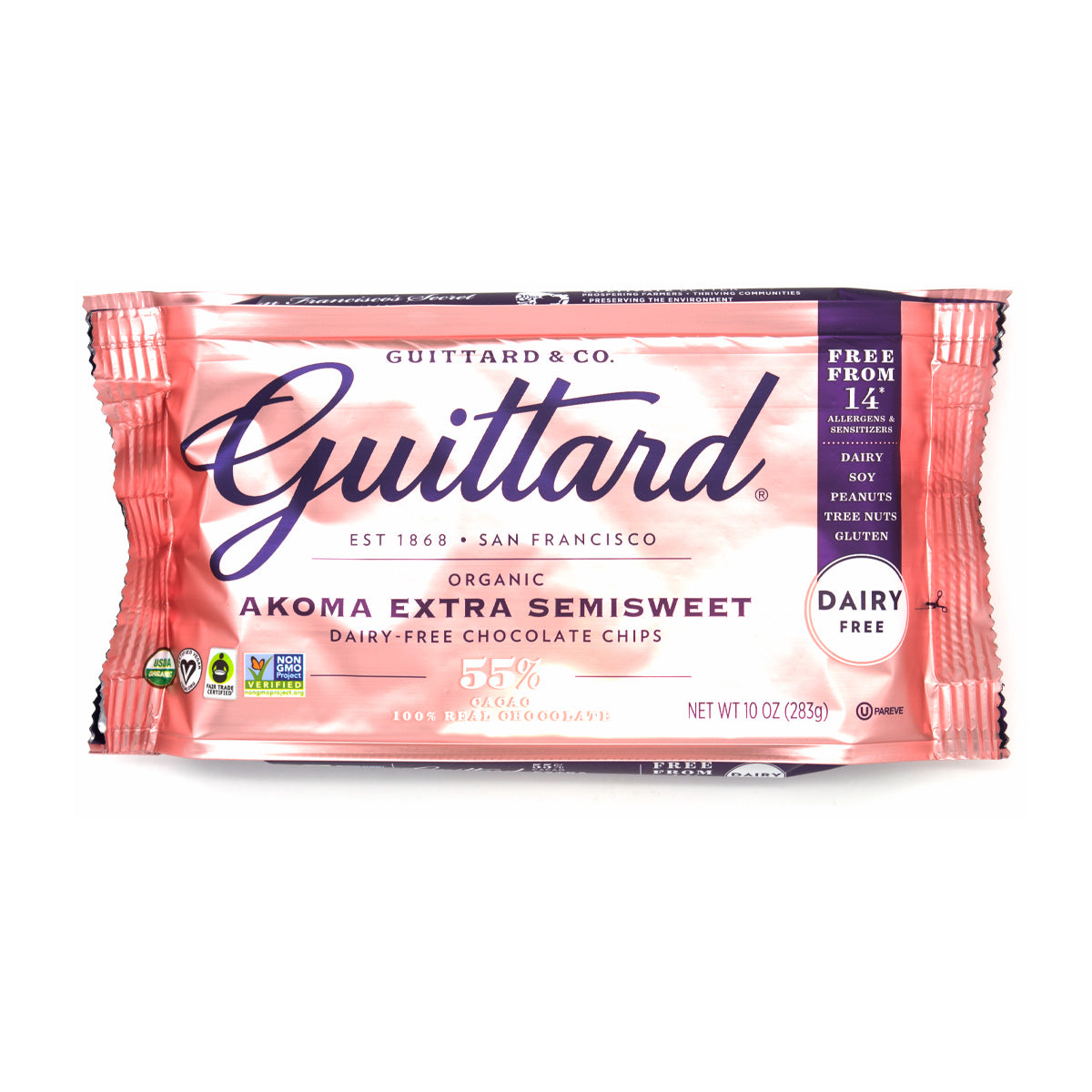 Guittard Akoma Extra Semisweet 55% Dark Chocolate Chips Bag - 283g