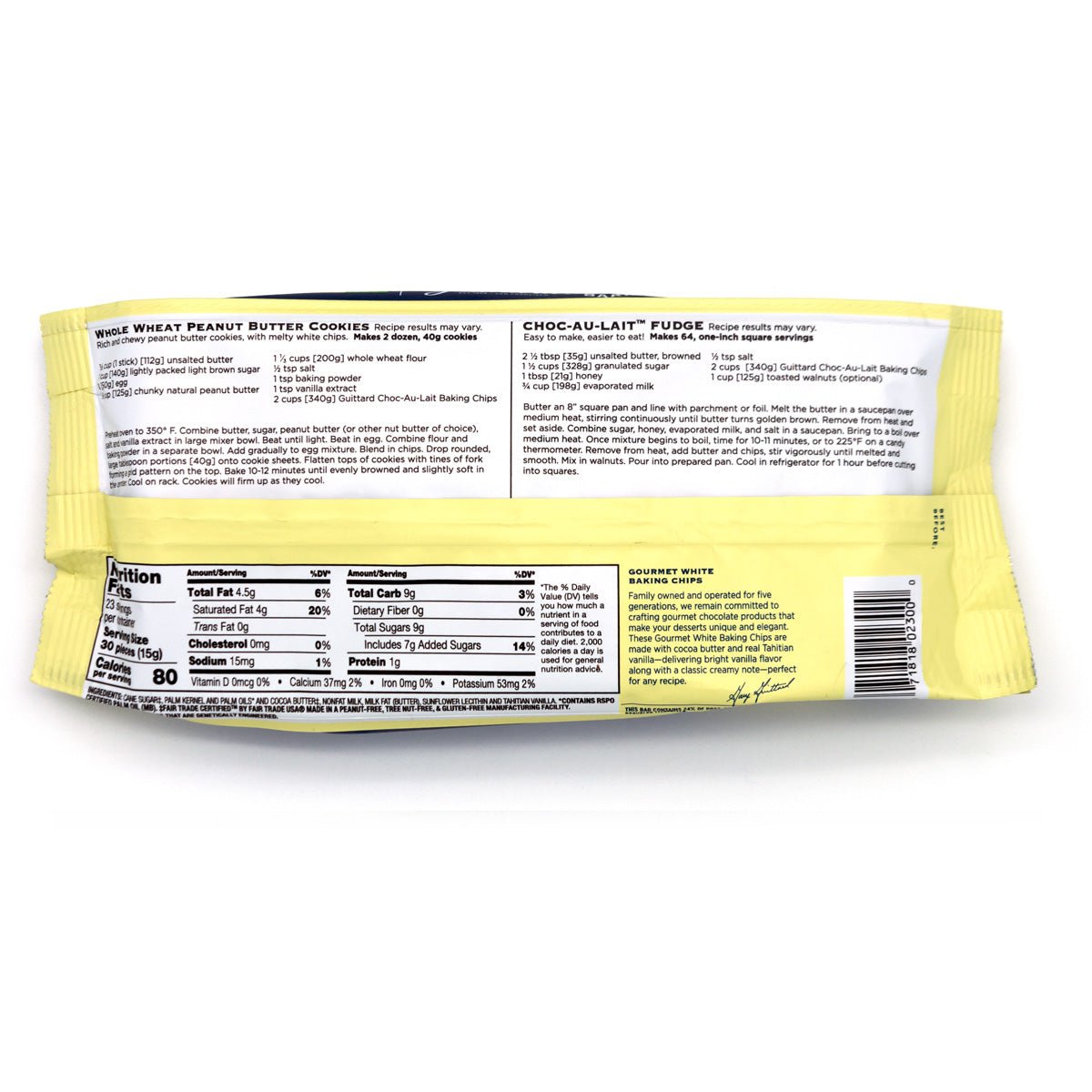 Guittard Choc-Au-Lait White Chocolate Chips Bag - 340g