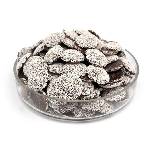 Guittard Nonpareils 54% Dark Chocolate Discs with White Sprinkles