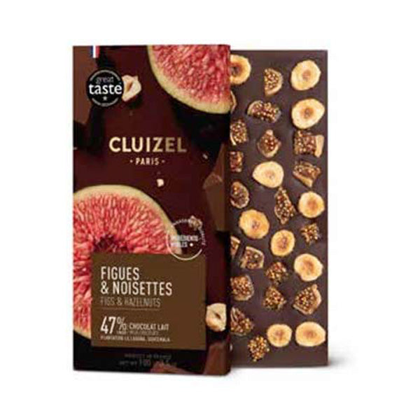 Michel Cluizel Figues & Noisettes Caramélisées 47% Milk Chocolate Bar - 100g