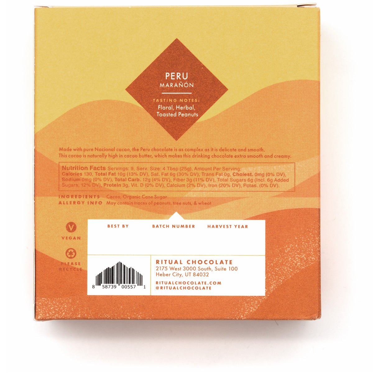 Ritual Chocolate Peru Maranon 75% Single Origin Drinking Chocolate - 226g