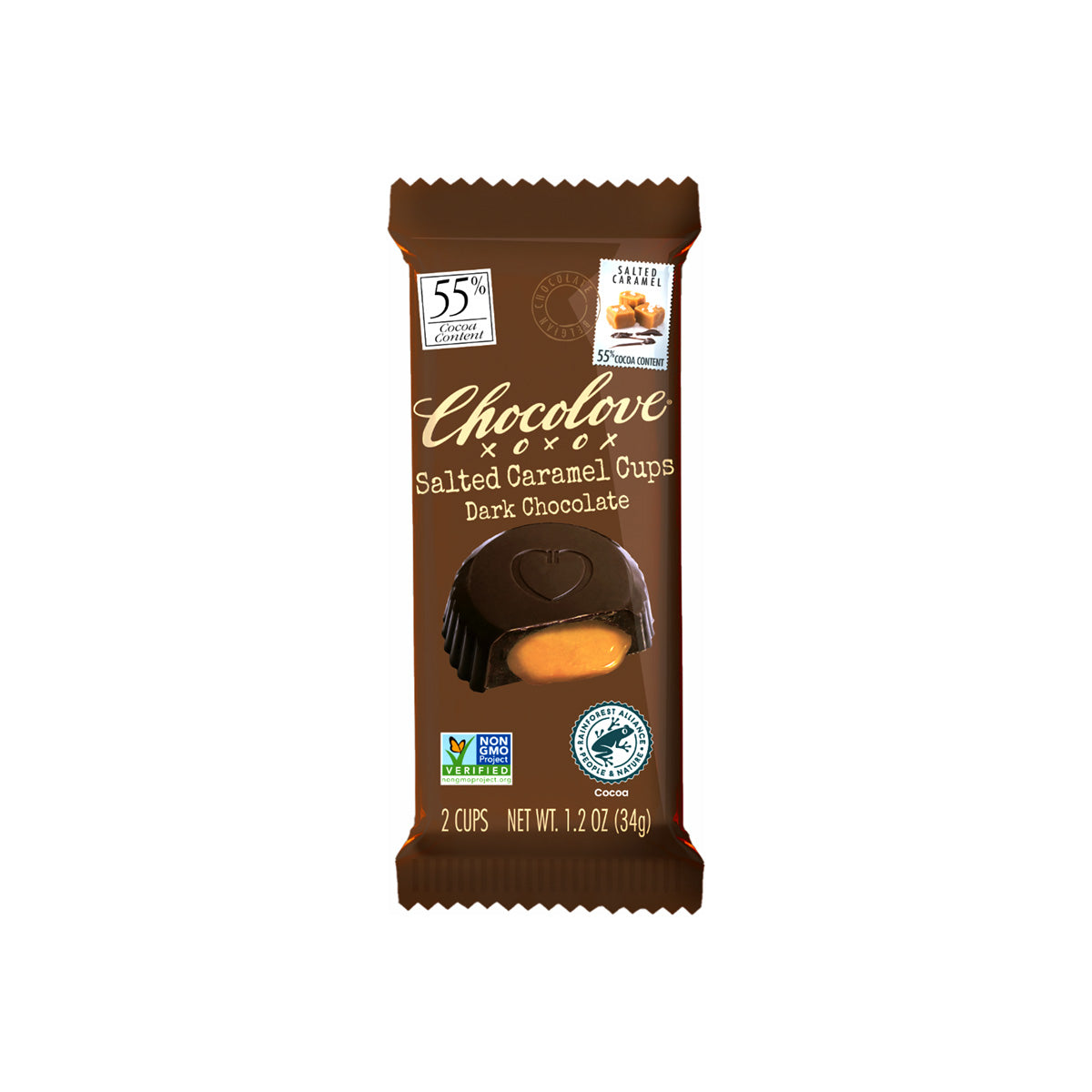 Chocolove Salted Caramel in 55% Dark Chocolate Cups - 34g