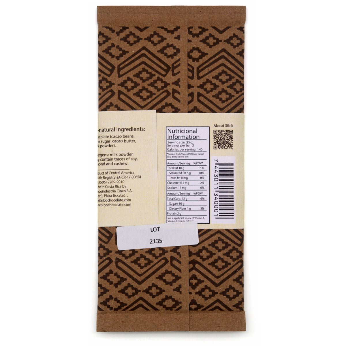 Sibo 45% Single Origin Milk Chocolate Bar - 50g