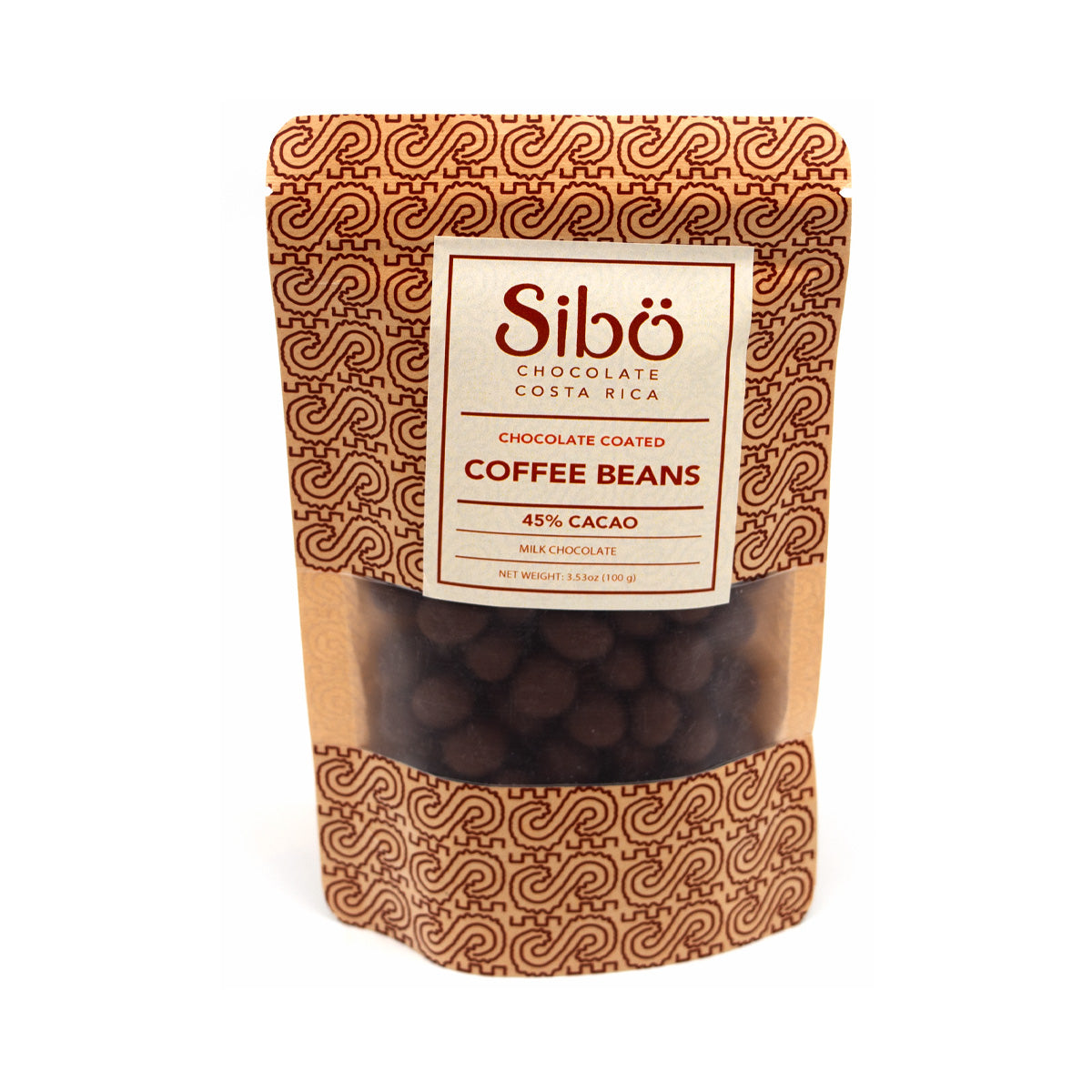 Sibo Coffee Beans Covered in 45% Single Origin Milk Chocolate Pouch - 100g