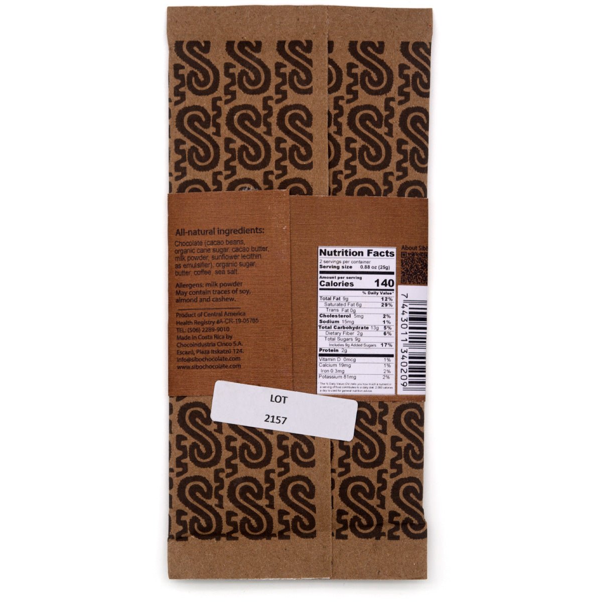 Sibo Coffee Toffee 45% Single Origin Milk Chocolate Bar - 50g