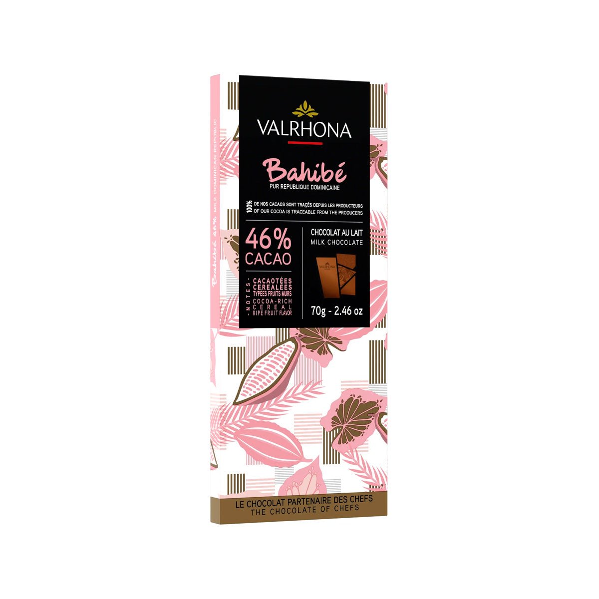 Valrhona Bahibe 46% Milk Chocolate Bar - 70g
