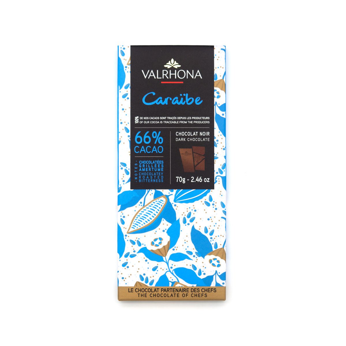 Valrhona Caraïbe 66% Dark Chocolate Bar - 70g – Chocosphere